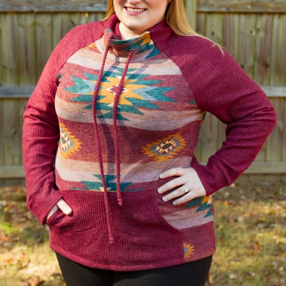 ODDY Sweaters - ODDY | Southwest Cowl Neck Pullover Sweater